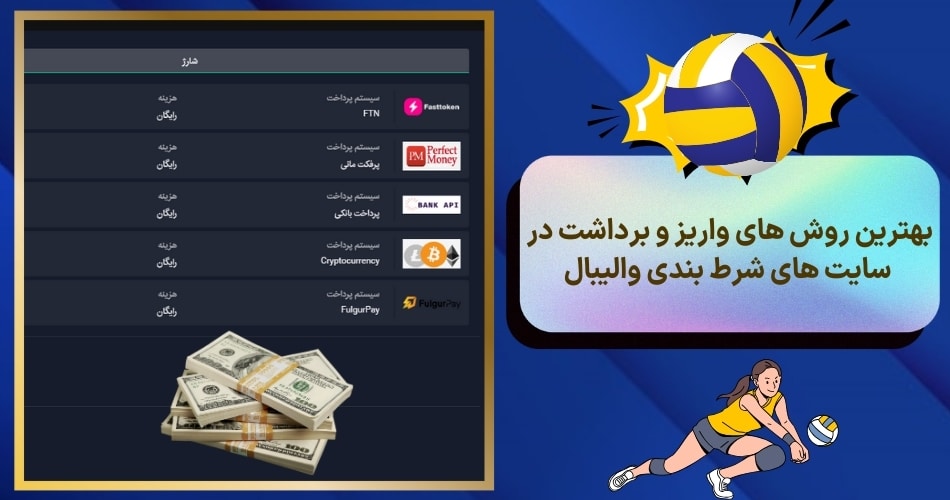 بهترین روش های واریز و برداشت در سایت های شرط بندی والیبال