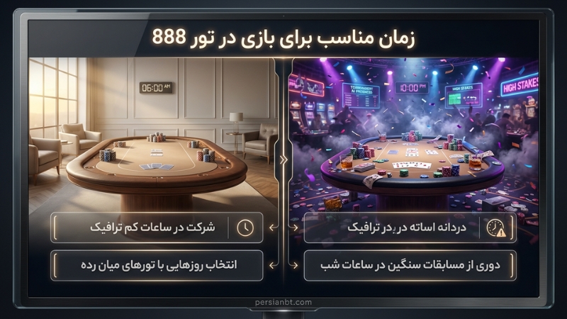 زمان مناسب برای بازی در تور 888